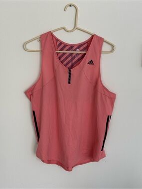 adidas Women's XL Pink Mesh Stripe Back Athletic Workout Tank Top V-Neck